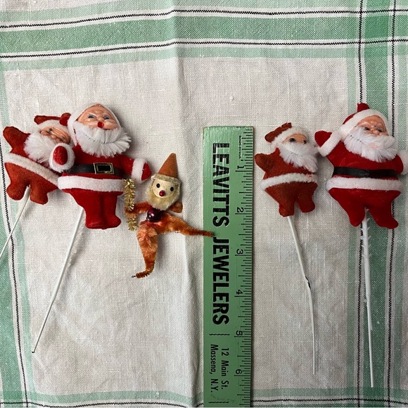 5 chenille fuzzy Santa Clause vintage - Picture 13 of 13